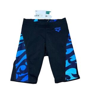 Arena Mens Surfs Up Swim Jammer Black Blue Chlorine Proof Swimsuit Size 22 NEW